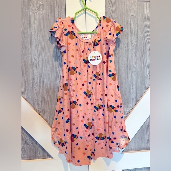 Dot Dot Smile Other - BAG268. NWT DOT DOT SMILE Pink Turkey Leaves Fall Empire Twirl Dress 3/4